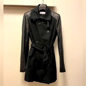 Calvin Klein Faux Leather / Cotton Trench style coat